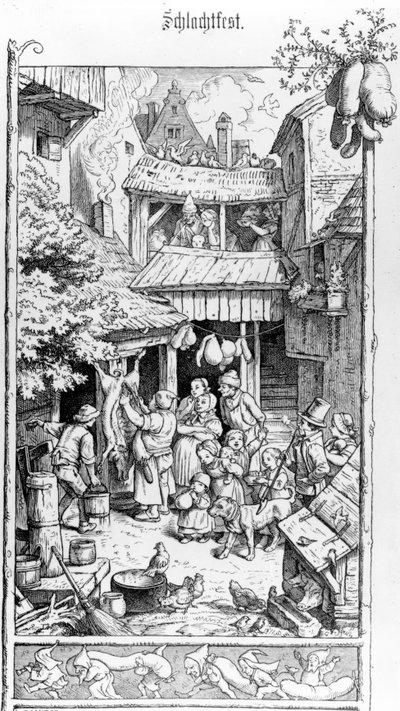 German Schlachtfest, engraved by Adrian Ludwig Richter by August Gaber